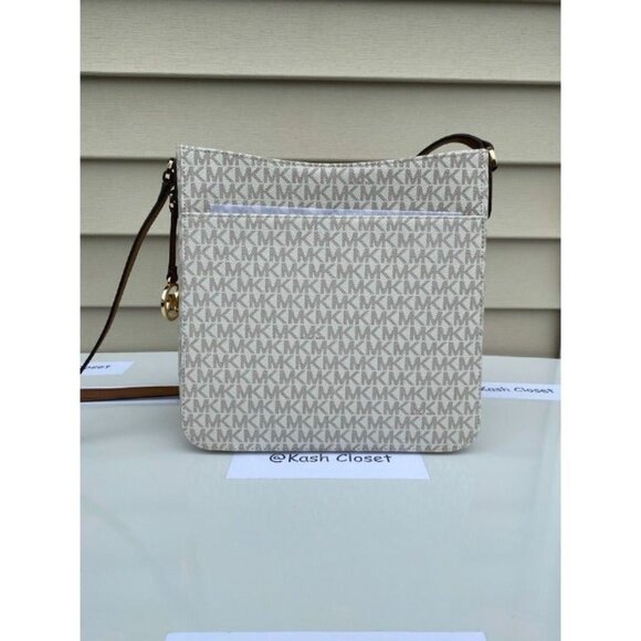 Michael Kors crossbody messenger bag large jet set MK signature purse vanilla - Picture 4 of 10